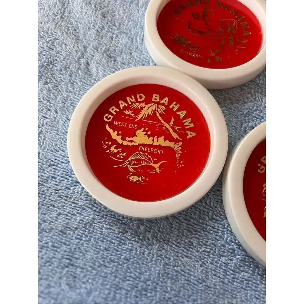 Vintage Coaster Set Tiki Hawaiian Costal